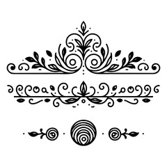 Abstract floral vector illustration with vintage scroll and ornate black leaf pattern elements