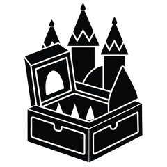 fairy tale castle jewelry box vector icon