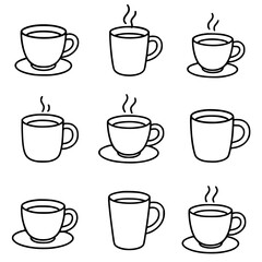 Obraz premium Set of coffee cups, vector SVG, transparent PNG