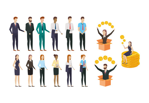 Colorful Cryptocurrency Finance People Illustration Set