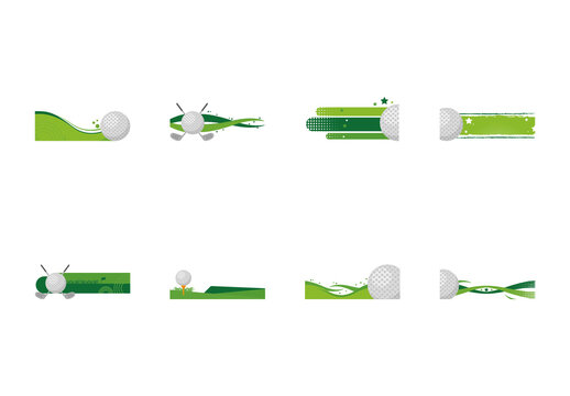 Green And White Golf Sport Border Illustration Set