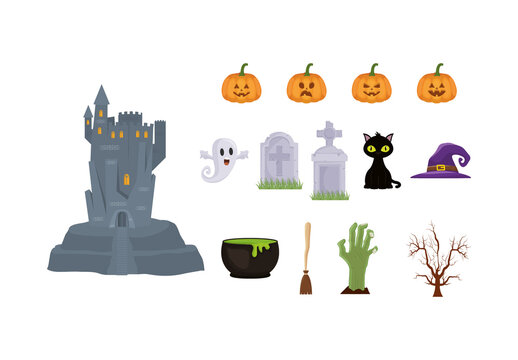Colorful Halloween Season Illustration Set