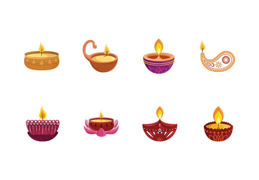 Colorful Indian Jewelry Ornaments Illustrations Set