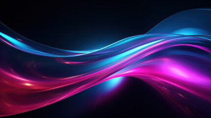 Obraz premium Abstract wave with holographic effect in blue and pink colors creating smooth symmetrical flow