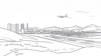 Obraz premium Cityscape airport illustration