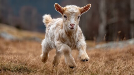 Obraz premium Baby goat running outdoors