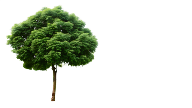 Lush green tree isolated on a transparent background - Powered by Adobe