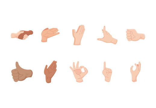 Nude Hands Gestures Diversity Illustrations Set