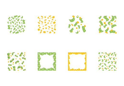 Yellow and Green Money Currency Cash Background Illustration Set