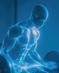 Naklejka premium Futuristic Anatomy – Barbell Curl