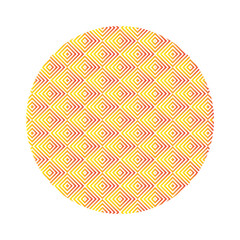 Geometric diamond line pattern in warm gradient circular design