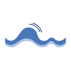 Stylized blue water wave design with two dark blue lines mimicking movement above
