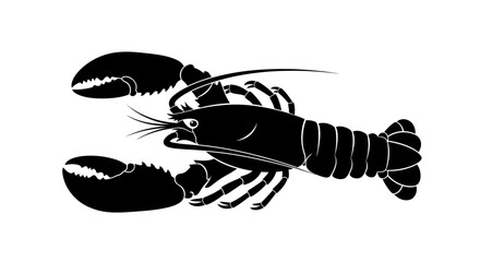 Silhouette of a lobster, showcasing its body and claws.