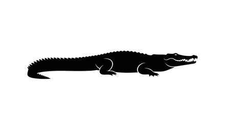 Fototapeta premium Silhouette of a large crocodile, side view.