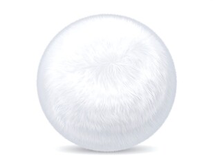 Fluffy white sphere, realistic fur texture