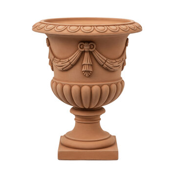 Classic terracotta garden urn with an ornate design a vintage outdoor planter for flowers