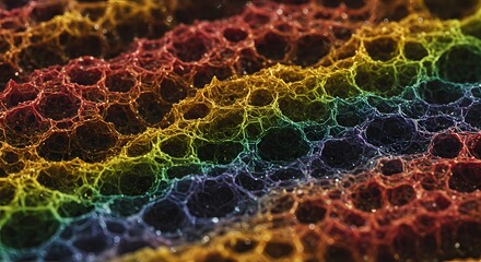 Abstract Rainbow Network Structure with Bokeh Lights