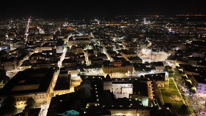 Lecce, Puglia, Italy, night, aerial, drone,