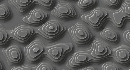 Abstract Topographic Contour Background in Shades of Gray