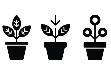 Obraz premium WebIllustrative potted plants offering a clean, modern design for eco-friendly branding, perfect for sustainable living campaigns and minimalist home decor projects, a symbol of growth and nature