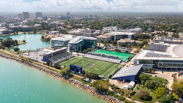 Evanston, IL, USA - September 18, 2025: Northwestern Medicine Field at Northwestern University is the schools soccer, lacrosse, and temporary football field while Ryan Field is built.