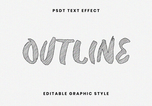 Gray Ink Outline Sketch Text Effect Doodle Font