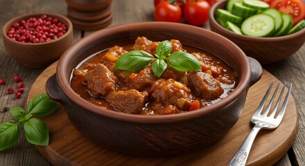 Hearty Beef Stew in Rustic Bowl