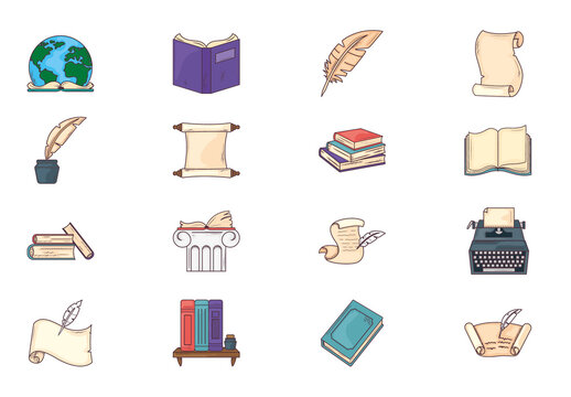 Colorful Poetry Literature Illustrations Set