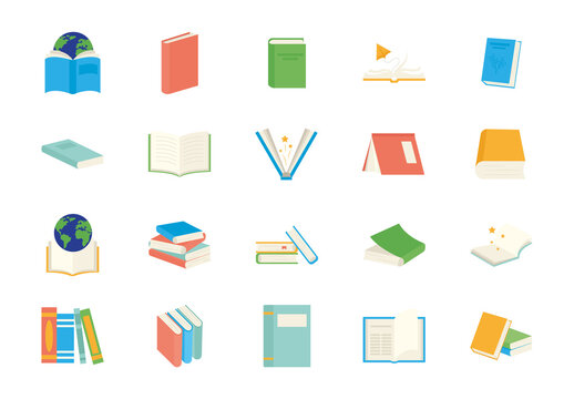 Colorful World Book Day Education Illustrations Set