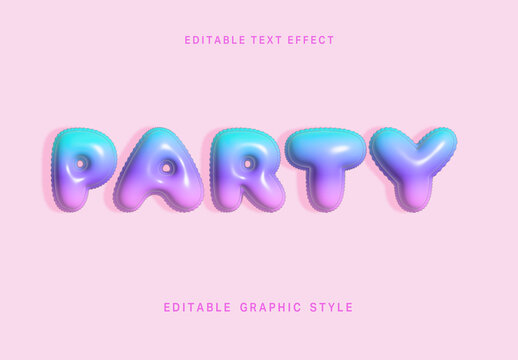 Colorful Party Confetti Balloon Text Effect Glossy Puffy Font