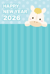 馬のキャラクターが主役のキュートな年賀状