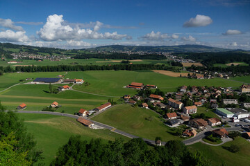 Aerial View Lush Green Fields
