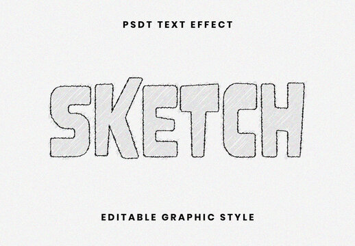 Gray and Black Ink Outline Sketch Text Effect Thick Font