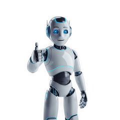 Cute robot giving a thumbs up isolated on transparent background 