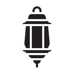 Flat Vector Icon of a Traditional Lantern Silhouette