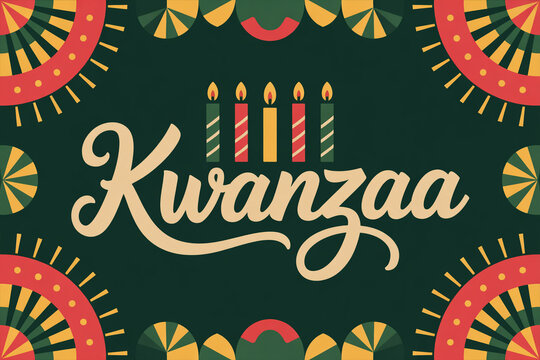 Celebrate Kwanzaa with vibrant decorations and lit candles a festive cultural holiday greeting for joyous family gatherings and community spirit