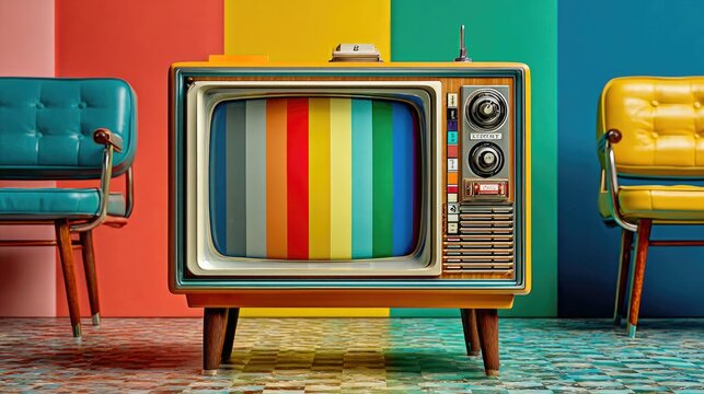 Retro Television with Color Bars