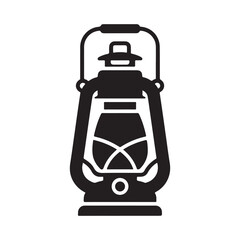 Classic Camping Lantern Silhouette Vector Icon