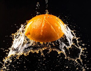Orange exploding in a splash