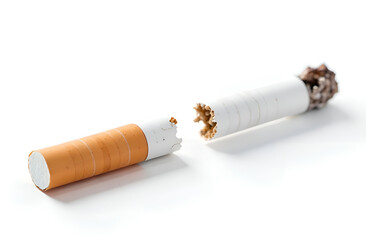 a broken cigarette on a white background