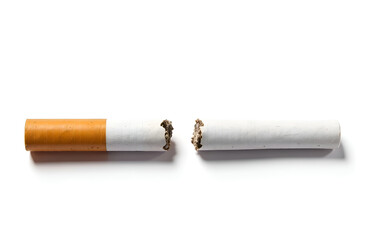 a broken cigarette on a white background