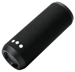 a portable black bluetooth speaker