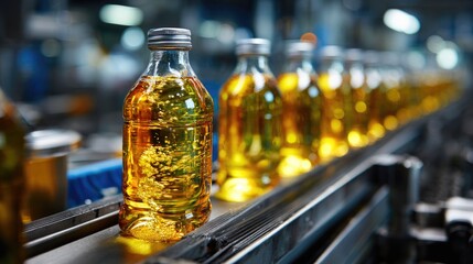 Bottles of Oil on Production Line