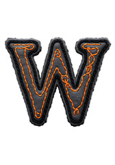 Textured Letter W Made of Fabric and Orange String png clear alpha channel cutout isolated on transparent background