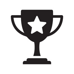 Flat Design Trophy Icon with a Star on a White Background