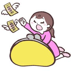 お金に逃げられる女性のイラスト