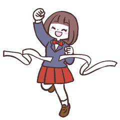 ゴールするブレザー女子生徒のイラスト