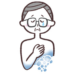 悲しくて壊れそうなシニア男性のイラスト