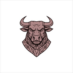 Cyberpunk bull head hand drawn illustration artwork
