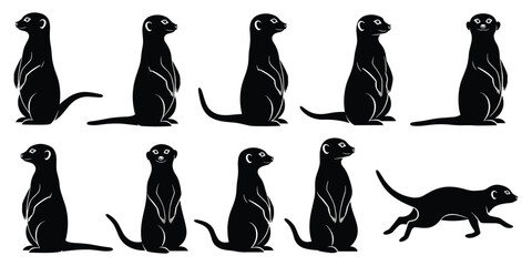Meerkat Silhouettes in Various Poses illustration untitled